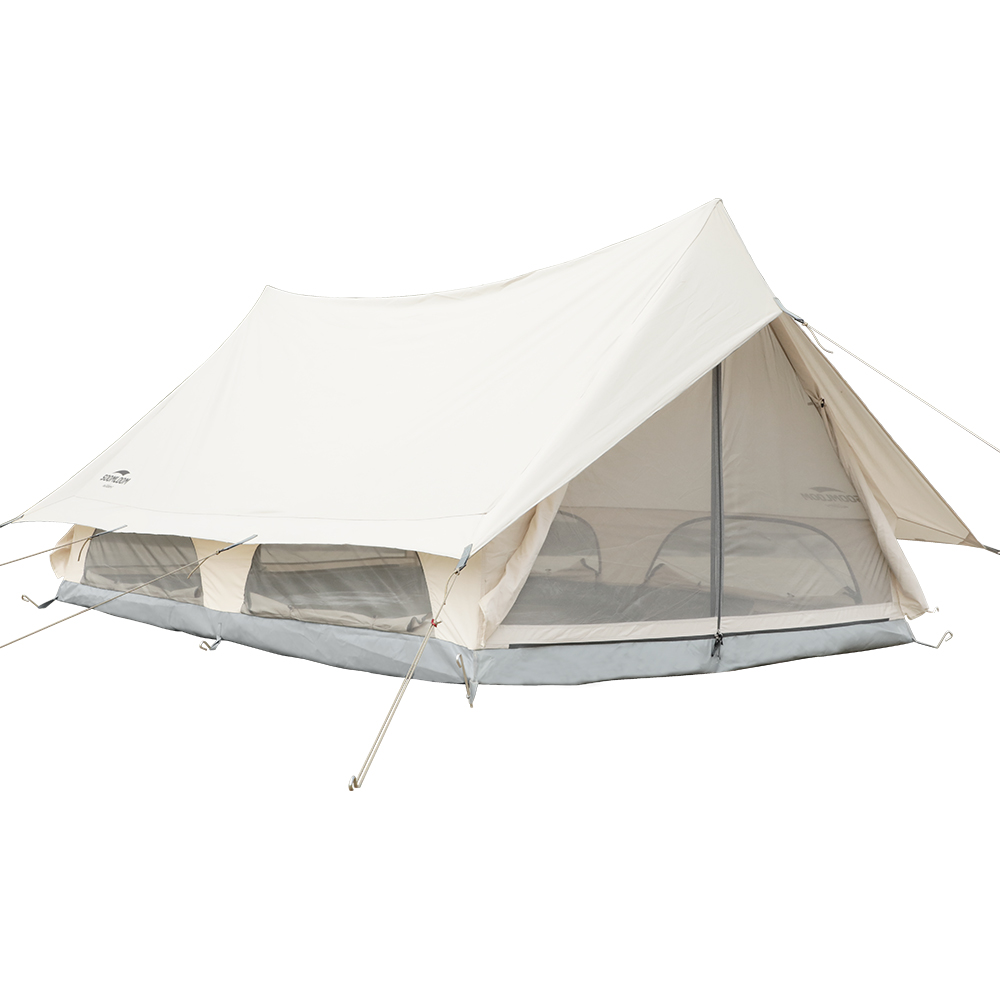 Soomloom ロッジ型テント 4人用テント 大型テント ファミリー 家族 Dodona 4P キャンプ アウトドアキャンピング T/C素材 日除け 2ポール ロッジ型テント 通気性が高く夏場も快適 前後オープン可能 メッシュパネル装備