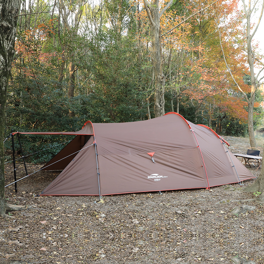 Soomloom 林間 ツールーム 大型 テント アウトドアテント 4人用 超軽量 テント キャンプ ドームテント シェルター 2ルームテント ファミリー 初心者 コンパクト 収納 前室 防水