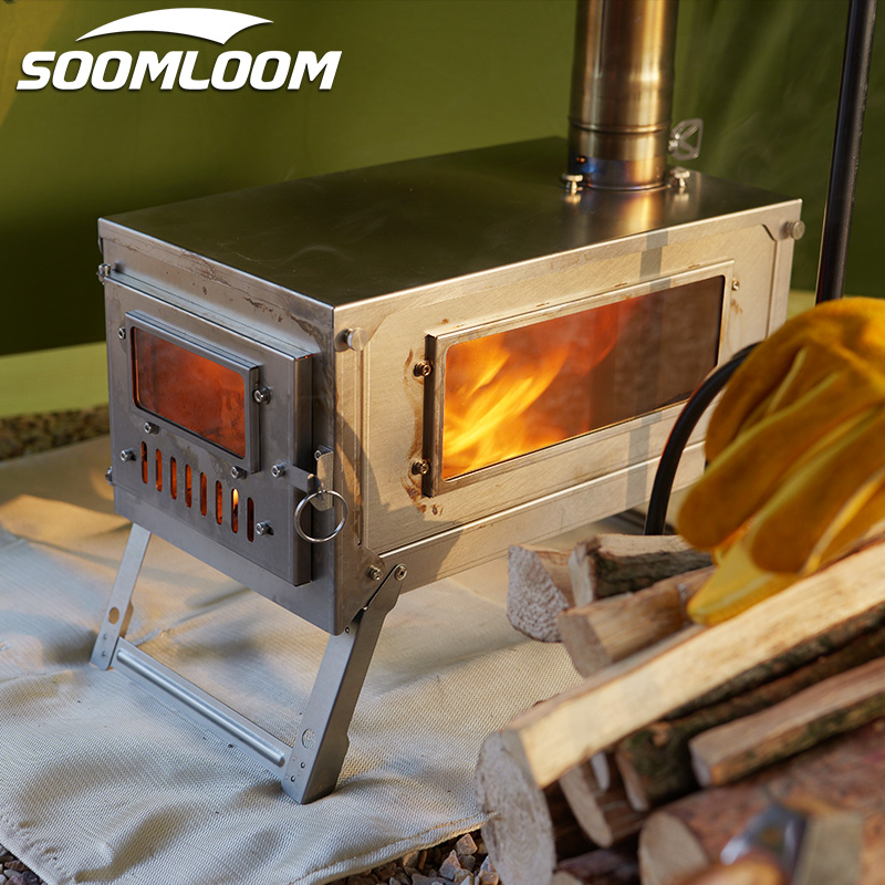 Soomloom チタン製二次燃焼薪ストーブ 高火力 折り畳み式 軽量